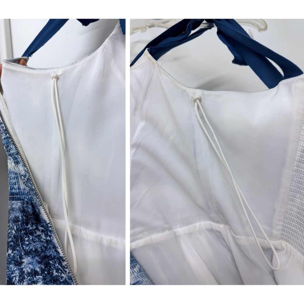 Alice + Olivia Rosalee Chateau Toile de Jouy Maxi Dress Blue Floral Bustier 10 - Picture 15 of 16